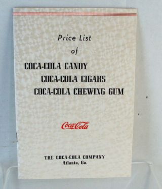 1940 Coca Cola Atlanta Ga Chewing Gum - Candy - Cigars Price Booklet
