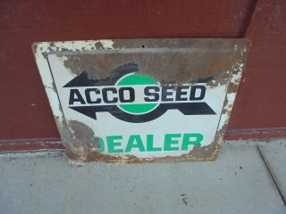 Vintage Metal Acco Seed Dealer Sign Corn Soybeans Farm Decor 28 