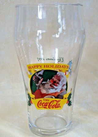 5 Coca Cola 1997 Vintage Heavy Duty Extra Large Christmas Glass,  Tumbler W Santa