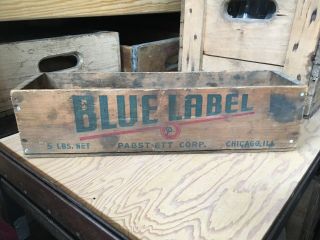 Vintage Wooden Cheese Box Pabst Ett Blue Label 5 Lb Wood Crate Chicago Illinois