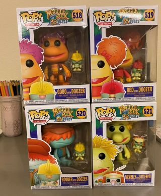 Funko Pop Fraggle Rock Set Of 4 Gobo,  Red,  Boober With Doozer Wembly Cotterpin