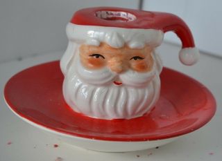 Vintage Ceramic Jolly Santa Candle Holder Japan