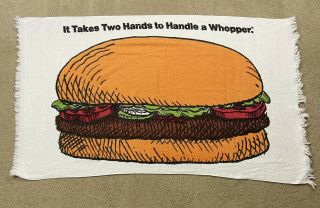 Vintage 70’s Burger King It Takes Two Hands To Handle A Whopper Beach Towel Cone