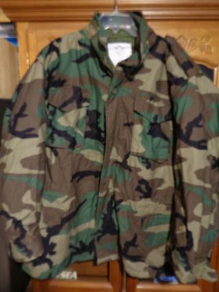 Green Woodland Camo M65 Field Jacket W/ Liner Coat Cold Weather Xx Large