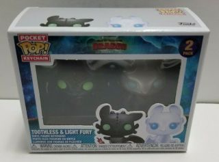 How To Train Your Dragon Pocket Pop Keychain 2 Pack Toothless Light Fury Figure