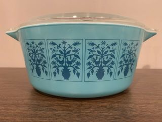 Htf Vintage Pyrex Saxony Tree Of Life 475 With Lid