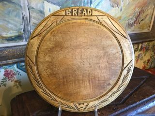 Vintage English Pine Bread Board Carved Wood