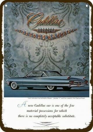 1963 Cadillac Deville Blue Luxury Car Vintage Look Decorative Metal Sign