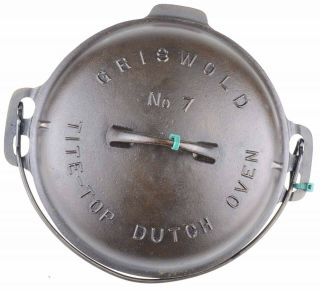Vintage Griswold No 7 Cast Iron Dutch Oven Restored Conition 3