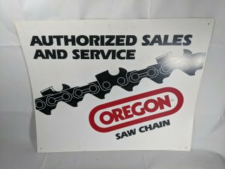 Vintage Oregon Saw Chain Authorized Sales And Service Plastic Sign 24 " X 21 "