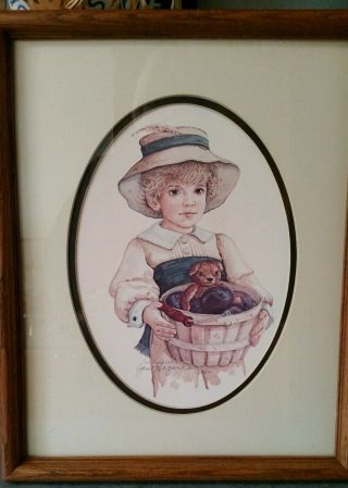 1982 Jan Hagara Signed/numbered Framed Lithograph Print Child With Basket