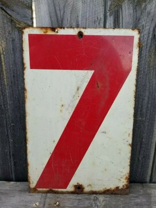 Vintage Gas Station Metal Price Numbers 7 & 8 Double Sided Rustic Bar Mancave