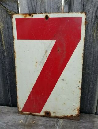 Vintage Gas Station Metal Price Numbers 7 & 8 Double Sided Rustic Bar Mancave 2
