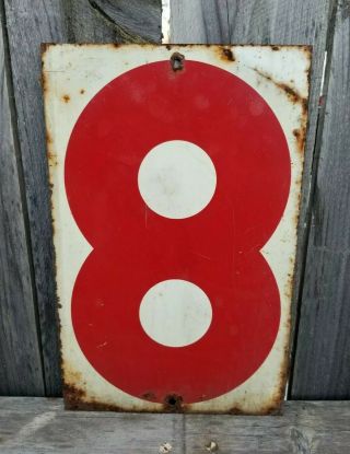 Vintage Gas Station Metal Price Numbers 7 & 8 Double Sided Rustic Bar Mancave 3