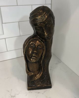 Vintage Austin Productions Statue Sculpture Man & Woman In Love Bronze Color 70s