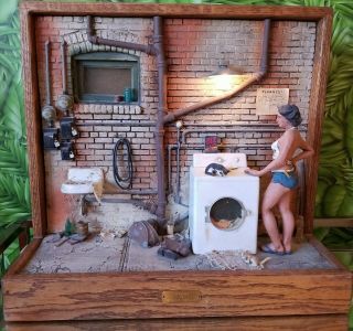 Vintage 1984 Michael Garman Sculpture 61/2500 Lady In The Laundry Room