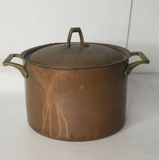 Paul Revere 4 Quart Solid Copper Stock Pot Tall Large Signature Ware 1801 Usa Vg