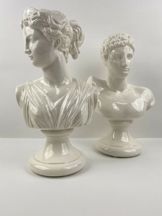 1970’s Hermes And Aphrodite Set Bust Sculpture Ancient Greek Roman Mythology