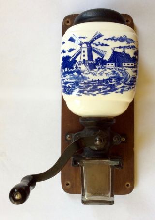 Vintage Blue Delft Porcelain Wall Coffee Grinder – Dutch Windmill,  Ducks