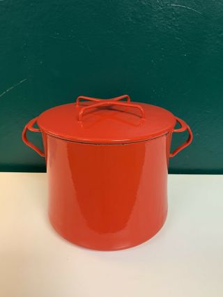 Rare Vintage Dansk Kobenstyle France Red Enamel 8 Quart Tall Soup Stock Pot