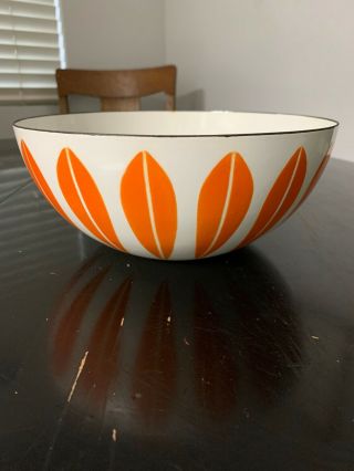 Vintage Catherine Holm Enamelware Bowl Lotus Orange Mcm