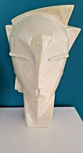 Lindsey B Balkweill Style 80s Deco Ceramic Head Bust Opalescent White