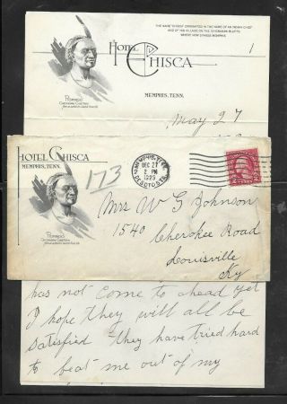 Native American Advertising Cover From Hotel Chisea 1923 With Wrong Letter (1924