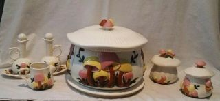 Mushroom Handmade Ceramic 8 Pc.  Set Vintage Arnel’s