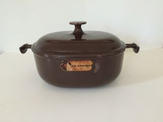 Vintage Le Creuset Brown 25 Oval Dutch Oven Roaster 3.  5 Qt Enzo Mari La Mama