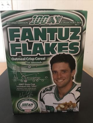 Fantuz Flakes (saskatchewan Roughriders) Collector Cereal Box Rare