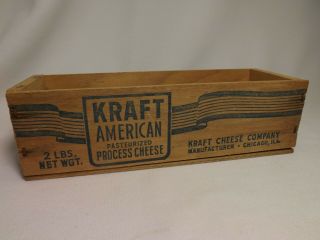 Vtg.  Antique Kraft American Process Cheese 2 Lb Wood Wooden Crate Box Chicago Il