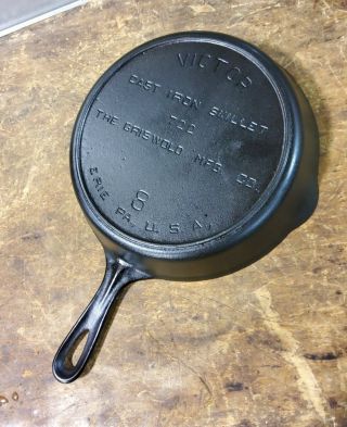 Vintage Victor By Griswold No.  8 Cast Iron 10 " Skillet Heat Ring Flat Restored