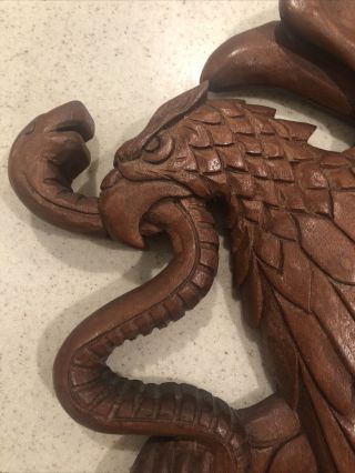 Jose Pinal Mexican Mid - Century Modern Carving Eagle on Cactus Holding Snake 2