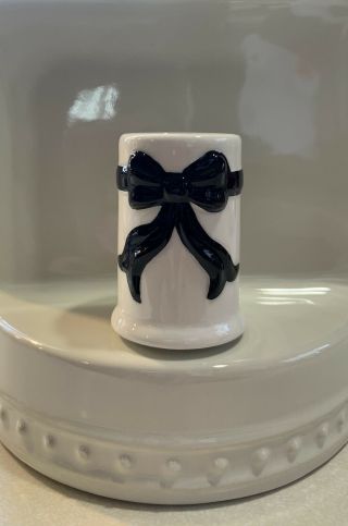 Nora Fleming retired white with black bow toothpick holder mini 2