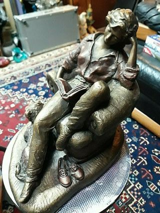 " Austin Productions " (alice Heath) Woman Reading And Her Dog Sculpture Gorgeous