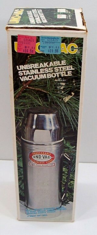 Vintage Uno - Vac 1 Qt.  Unbreakable Stainless Steel Vacuum Bottle Thermos