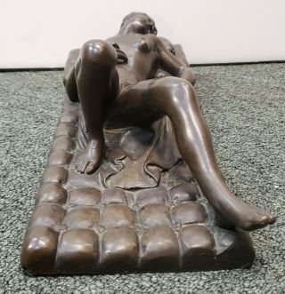 Circa 1920 French Art Deco Nude Woman Reclining Bronze Sculpture 3