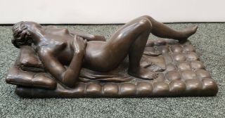 Circa 1920 French Art Deco Nude Woman Reclining Bronze Sculpture 4