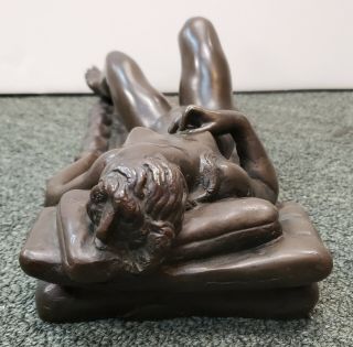 Circa 1920 French Art Deco Nude Woman Reclining Bronze Sculpture 5