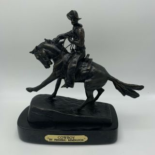 Vintage Frederic Remington Cowboy Bronze Statue Signed 11”