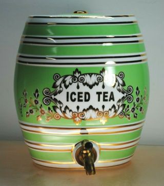 Vintage Porcelain Iced Tea Dispenser With Gold Gild Design