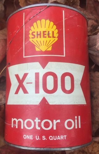 Vintage Shell X - 100 Full Motor Oil Quart Can