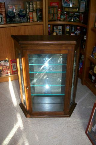 Vintage Wood and Glass Curio Display Case Cabinet 2