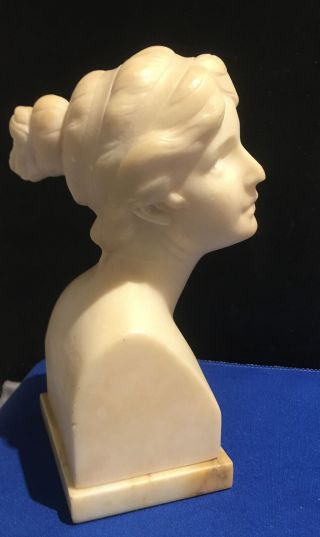 Hand - Carved Alabaster Portrait Bust Sculpture Of Girl,  Signed Louteur S & A Co.