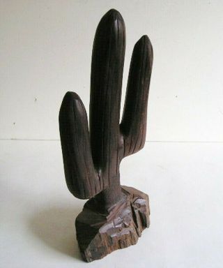 Mid Century Modern Abstract Hand Carved Wood Saguaro Cactus Art Sculpture