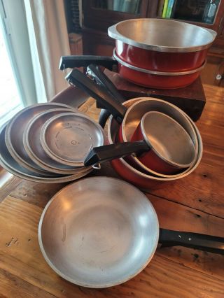 Vintage Club Aluminum Cookware 10 Piece Set In Poppy Red