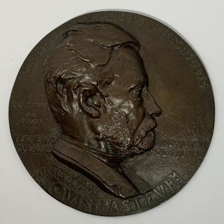 Louis Pasteur Bronze Bas Relief Plaque Signed Ringle D’illzach 1884 19th Century