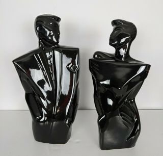Lindsey B Balkweill Style ? Rick & Rachel Sculptures Busts Memphis Art Deco 80 