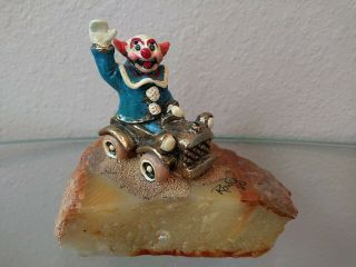 Ron Lee Signed Bozo The Clown In A Car 1980 Sculpture 24kt Gold Plated