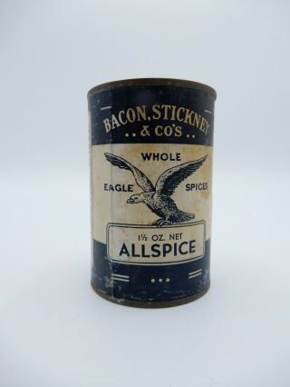 Bacon,  Stickney & Co Round Whole Eagle Allspice Tin,  Some Contents in Tin 3